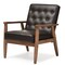 Baxton Studio Sorrento Brown Faux Leather Upholstered Wooden Lounge Chair 122-6765 - alternate 2
